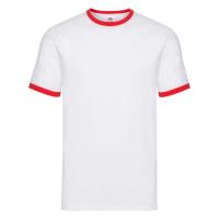 Футболка "Ringer T", белый с красным_2XL, 100% х/б, 160 г/м2