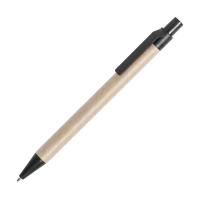 Ручка шариковая DESOK, черный, переработанный картон, пшеничная солома, ABS пластик, 13,7 см