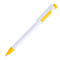 Ручка шариковая MAVA, белый/желтый,  пластик