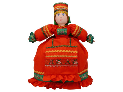 Подарочный набор Кремлевский: кукла на чайник, чайник заварной с росписью