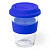 Стакан DURNOX с силиконовой крышкой, прозрачный с синим, 350мл, 12,4х9,5см, стекло, силикон